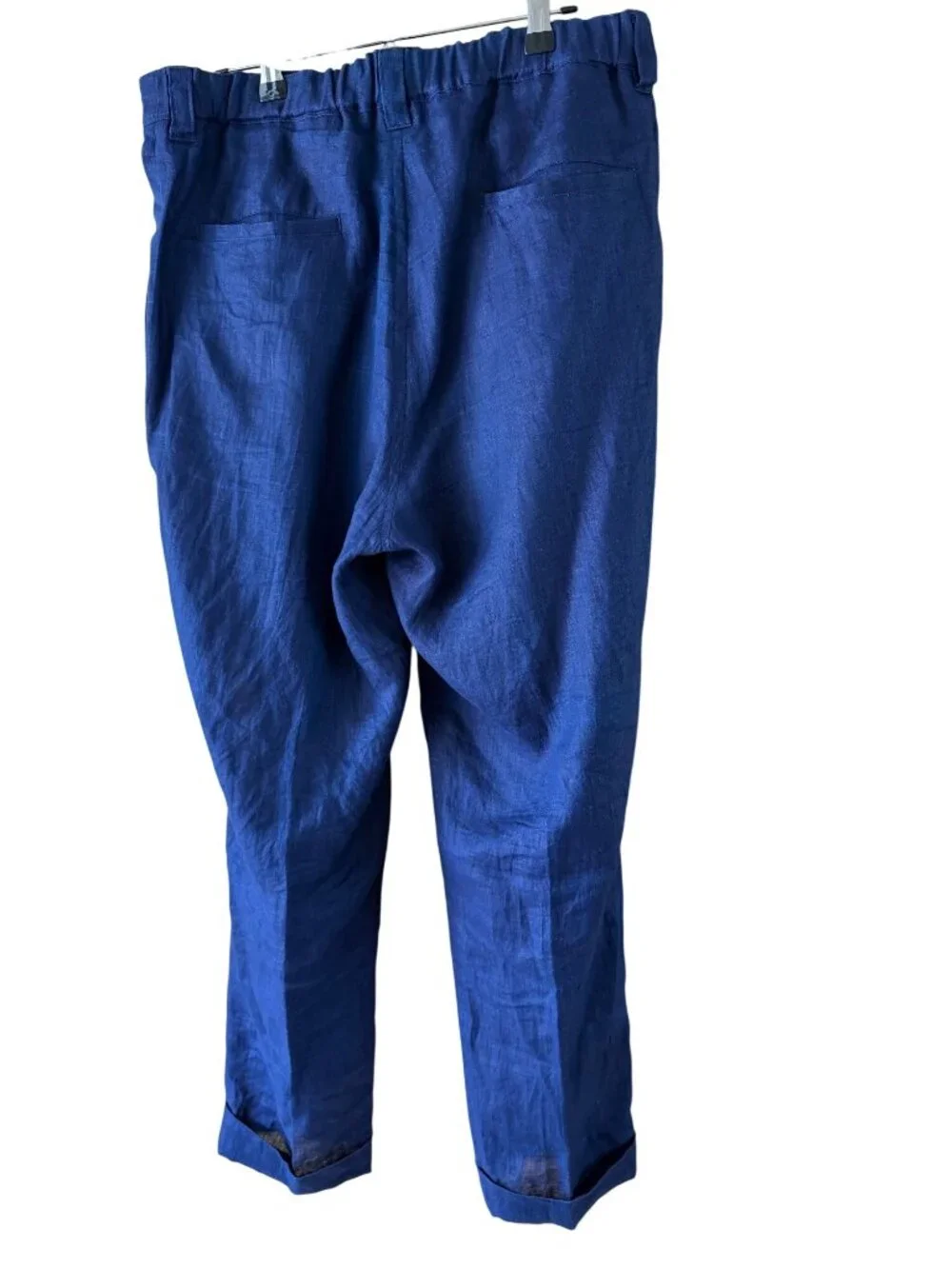 Blue Blue Japan Mens Pleated Cuffed Trousers Elasticized Size 32 Linen Casual